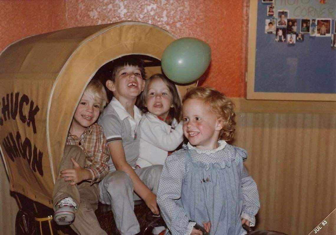 Sarah Gabriel said she and Sawyer grew up together because their parents were close friends and they shared a love of horseback riding. This is a Gabriel family photo with (from left) Jacob Terrell, Nathan Sawyer, Amanda Sawyer and Sarah Gabriel.