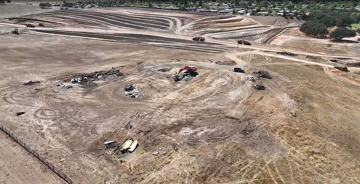 Drone video from Sept. 24, 2022, shows grading work proceeding on the 280-acre Viñedo development that will bring more than a thousand homes to the southeast corner of Paso Robles.
