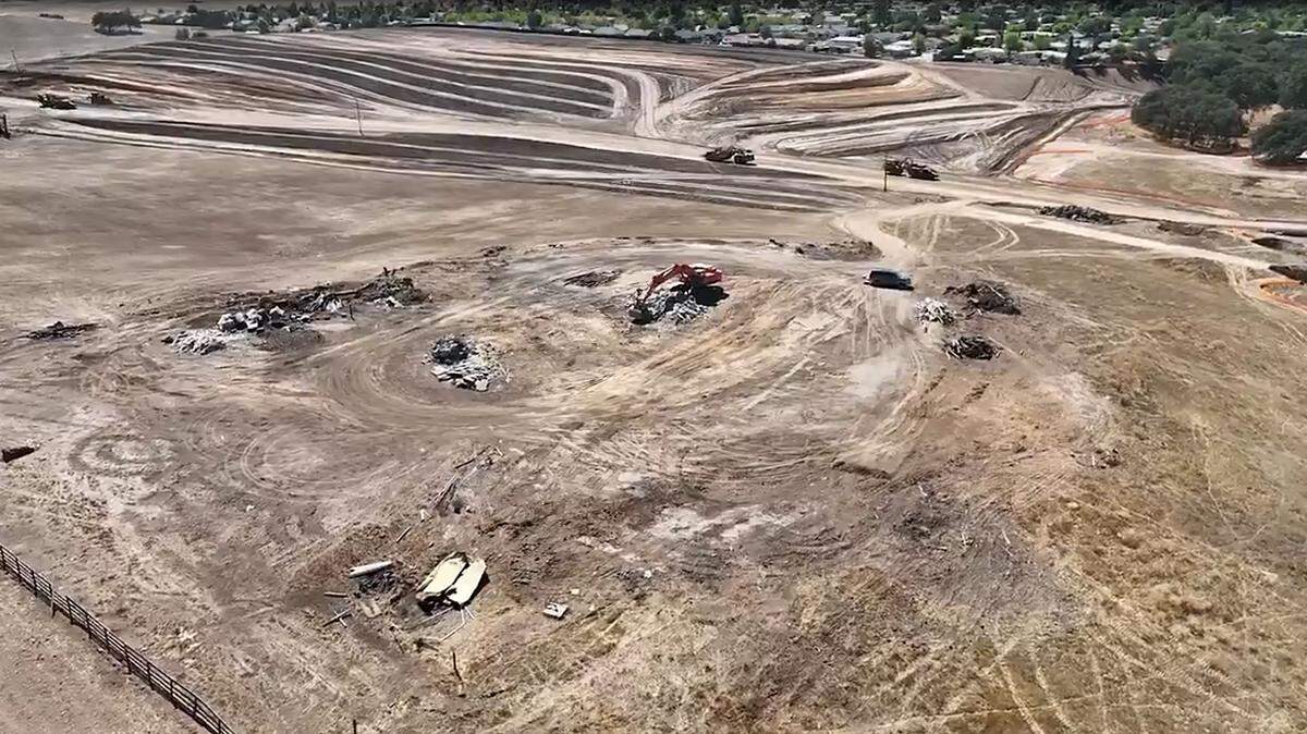 Drone video from Sept. 24, 2022, shows grading work proceeding on the 280-acre Viñedo development that will bring about 1,200 homes to the southeast corner of Paso Robles.