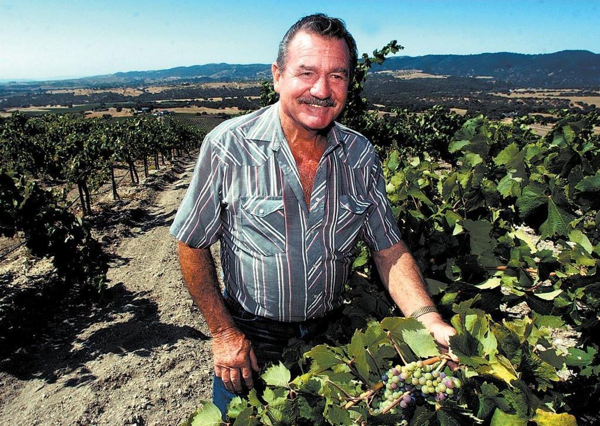 Richard Sauret stands in his Paso Robles vineyard of zinfandel grapes in a 2005 photo.