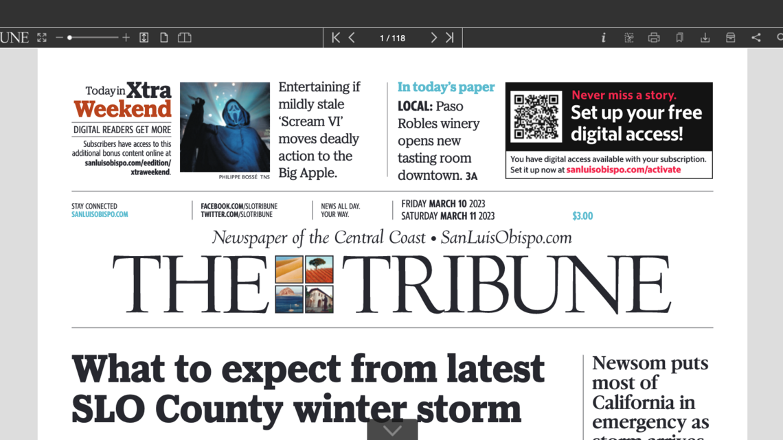 Storm delays home delivery of The Tribune