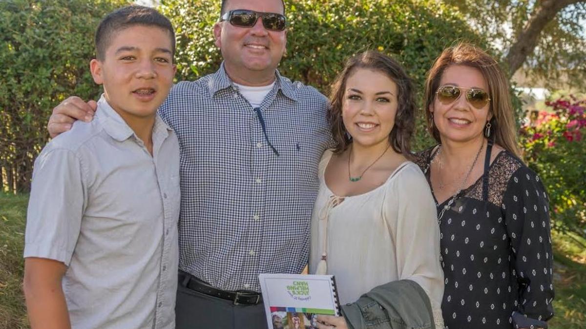 Danae Ontiveros (third from left) and her family. Ontiveros is seeking a bone marrow match to help treat complications from chemotherapy.