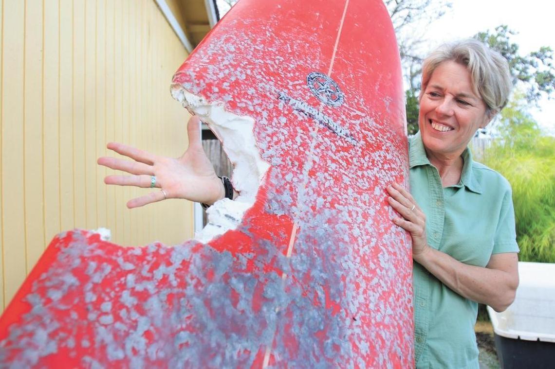 The last recorded shark attack in San Luis Obispo County was in August 2015, when a shark took a bite out of Los Osos surfer Elinor Dempsey’s board, leaving a 14-inch-wide gap. Dempsey was unhurt in the Aug. 29 incident.