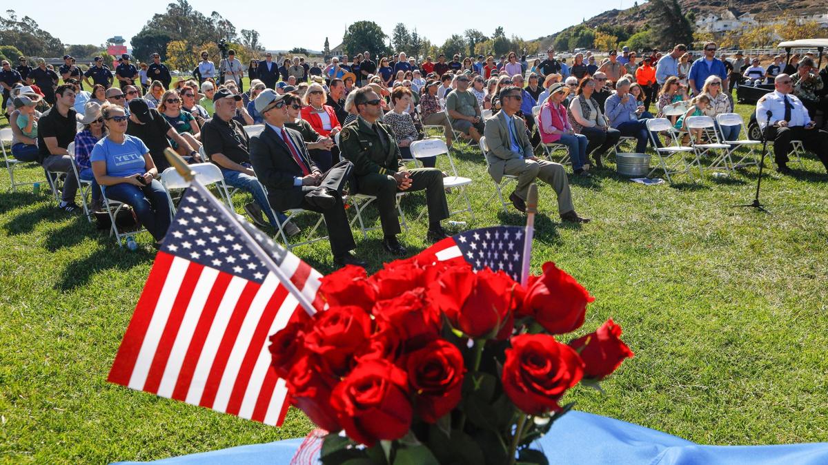 Hundreds gathered at Madonna Meadow in San Luis Obispo for a ceremony on Friday, November 2, 2018, dedicating a portion of Highway 101 in memory of Matthew Frank, who posted breaking public safety information online as SLOStringer.