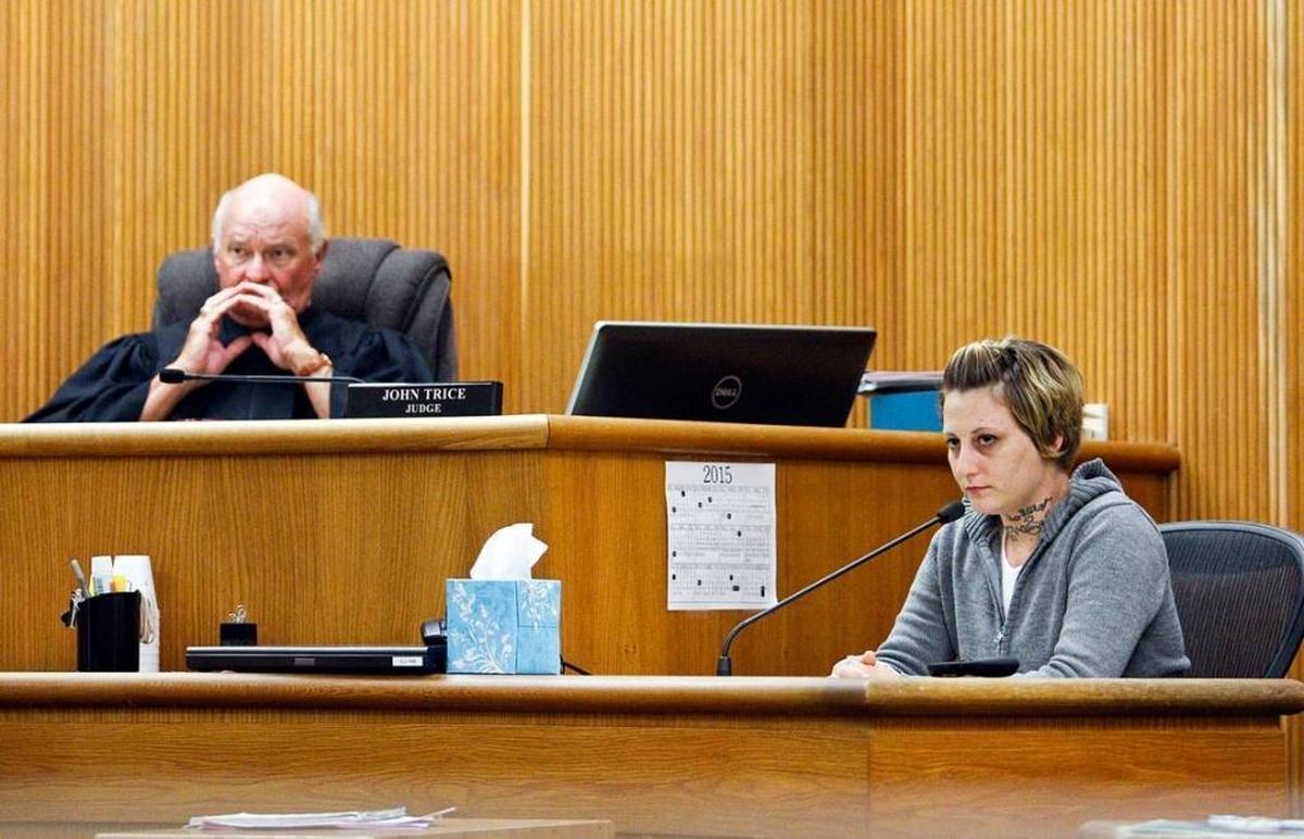 San Luis Obispo Superior Court Judge John Trice listens to examination of a witness in the 2015 murder trial of Thomas Yanaga, accused and later convicted of gunning down 32-year-old Marshall Savoy.