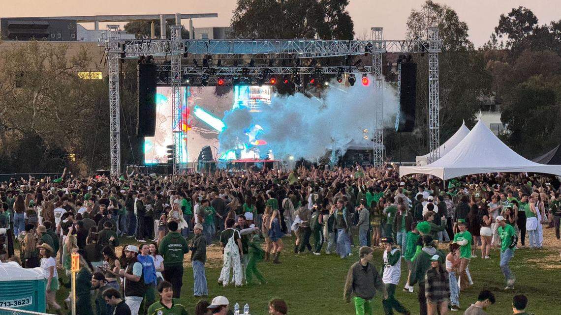 Cal Poly hosted an early morning music festival featuring EDM artists Zhu and Galantis on campus in hopes of drawing students out of the streets on St. Fratty’s Day, March 15, 2025.