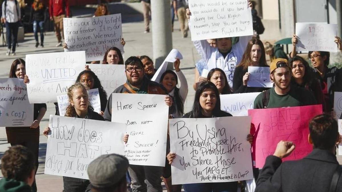 Student group called SLO Solidarity rallies against some comments on Free Speech wall in early November, calling them hateful and intolerant.