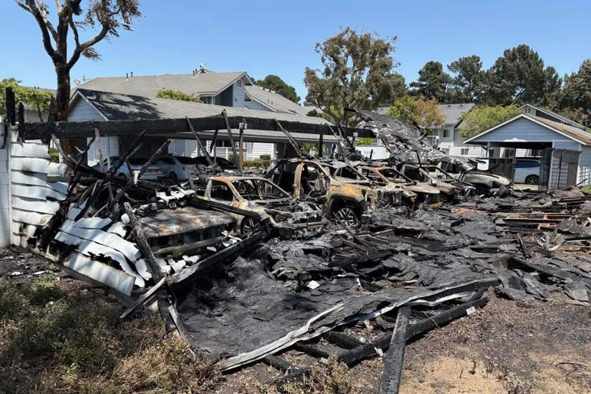 As many as 20 vehicles were damaged or destroyed in a suspected arson fire at two carports at an apartment complex on West Morrison Avenue near Blosser Road in Santa Maria early Thursday, May 29, 2025.