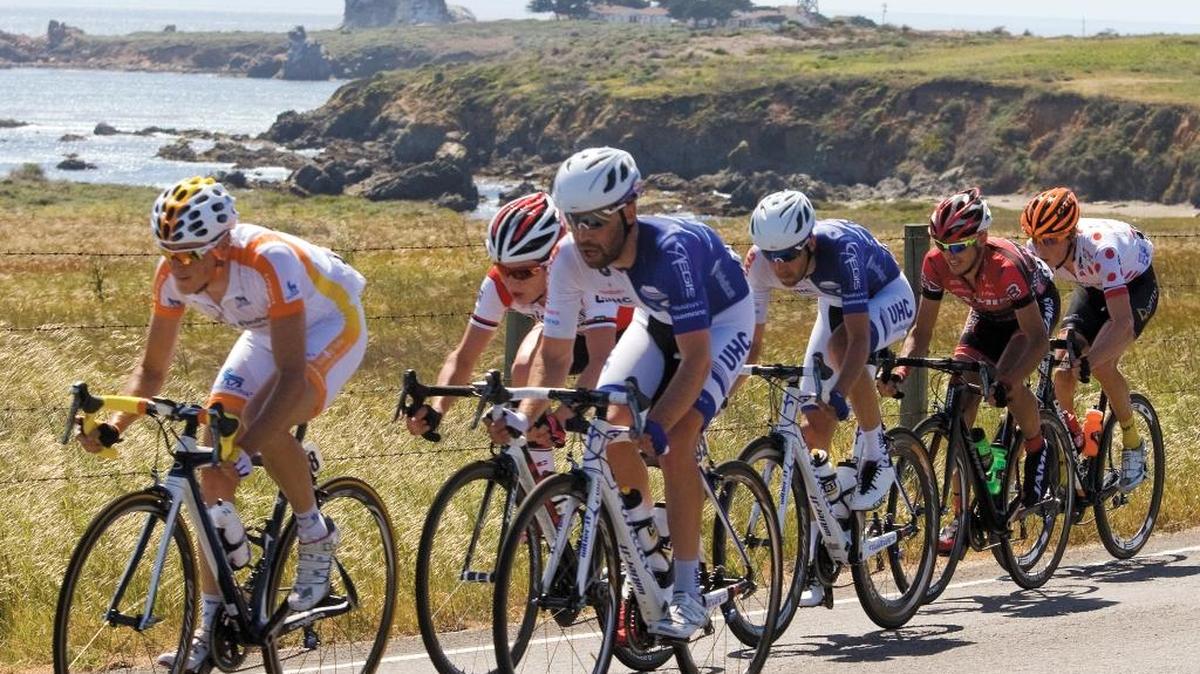 Riders in the 2014 Amgen Tour of California travel south on Highway 1 near the Piedras Blancas Lighthouse. The 2016 edition of the race will also trace San Luis Obispo’s North Coast, but in the opposite direction.
