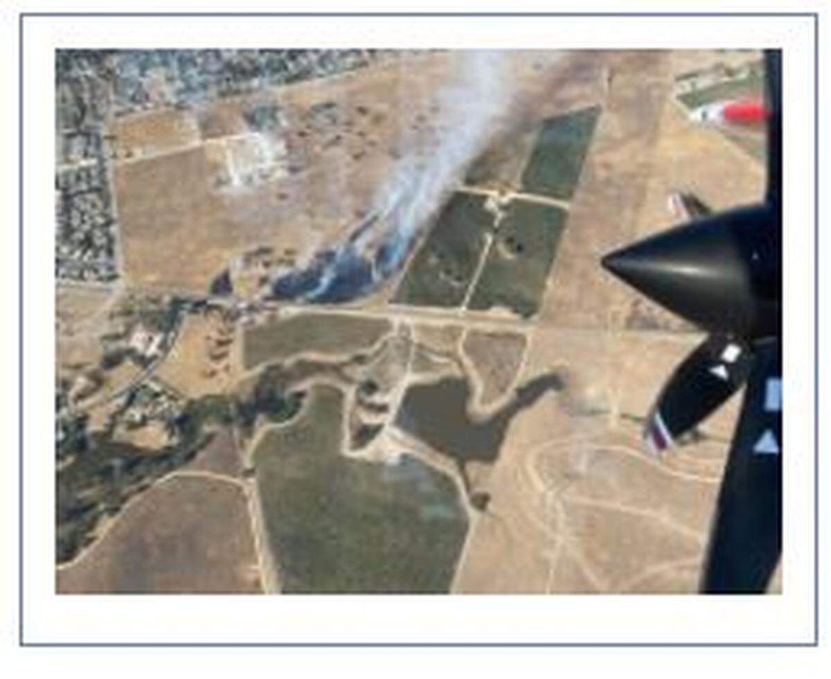 An aerial image of the fires burning in Paso Robles on Friday.