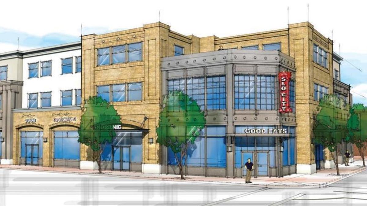 A 45-foot, three-story building featuring retail, offices and a restaurant was approved for the corner of Santa Rosa and Monterey streets in downtown San Luis Obispo.