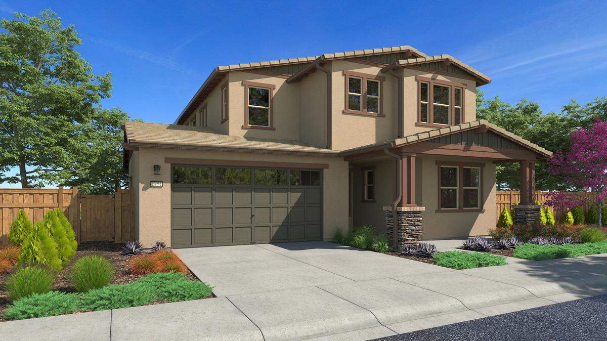 An artist’s rendering shows a home at the new The Arroyos at Righetti housing development under construction in San Luis Obispo.
