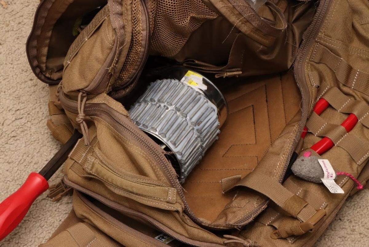 Nathaniel James McGuire of Santa Maria faces federal charges after he allegedly bombed a Santa Maria courthouse complex on Sept. 25, 2024. Further searches of McGuire’s home unearthed an empty can with nails glued to the outside and a duffel bag with matches, black powder and used and unused fireworks, as well as papers “that appeared to be recipes for explosive material,” the U.S. Department of Justice said.