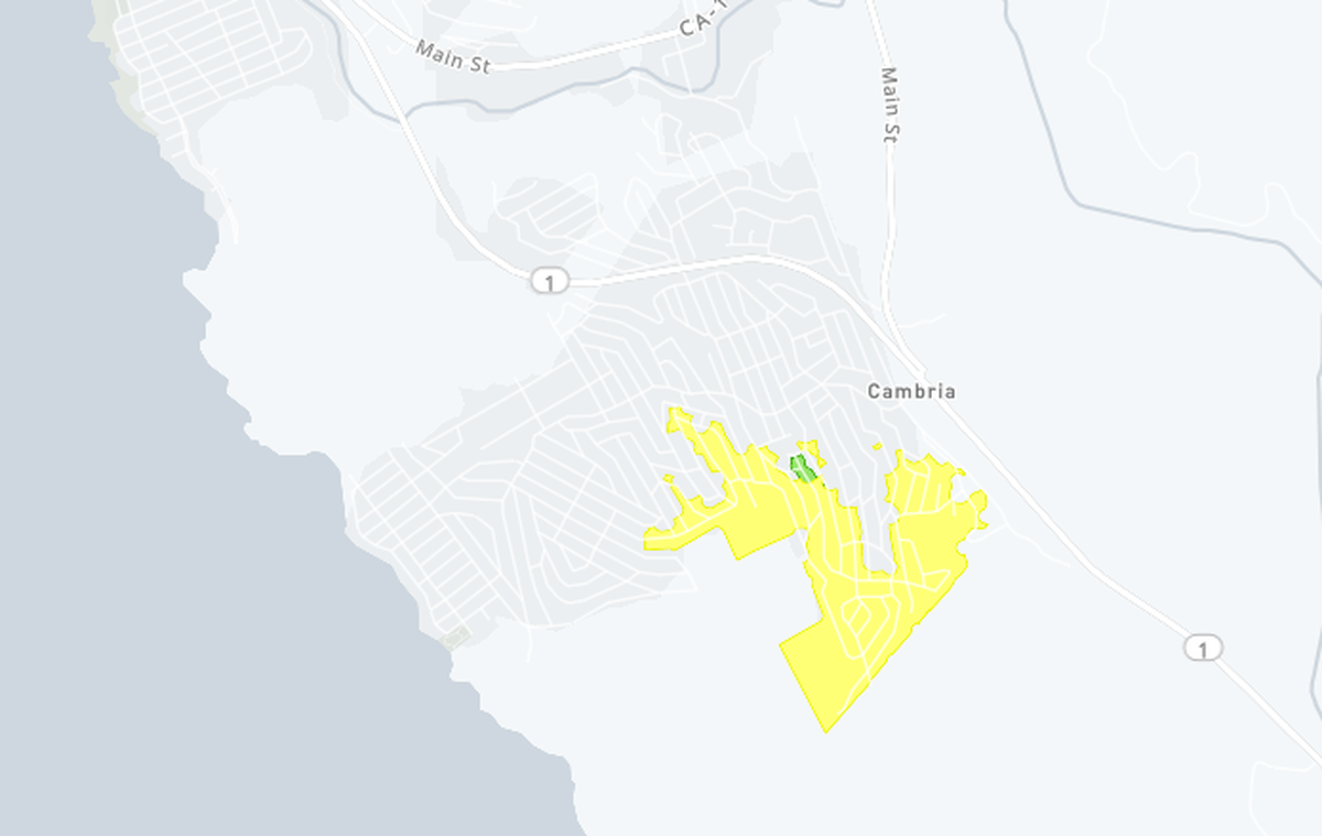Power is out to 372 customers in the Lodge Hill neighborhood of Cambria.