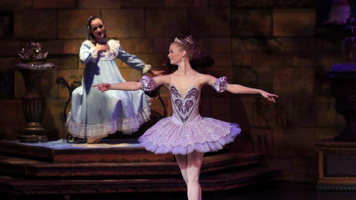 The Sugar Plum Fairly dances for Clara in the 'Sugar Plum Variation' in Act 2.