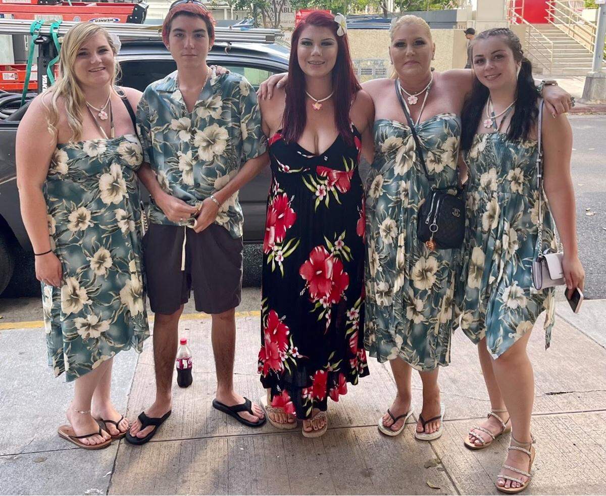 Ashlynn Miles’ family took a trip to Honolulu for Candyce Carrasco’s 2022 graduation. From left: Kaila Wright, Anthony Carrasco, Candyce Carrasco, Kimberlee Booth and Ivy Carrasco.