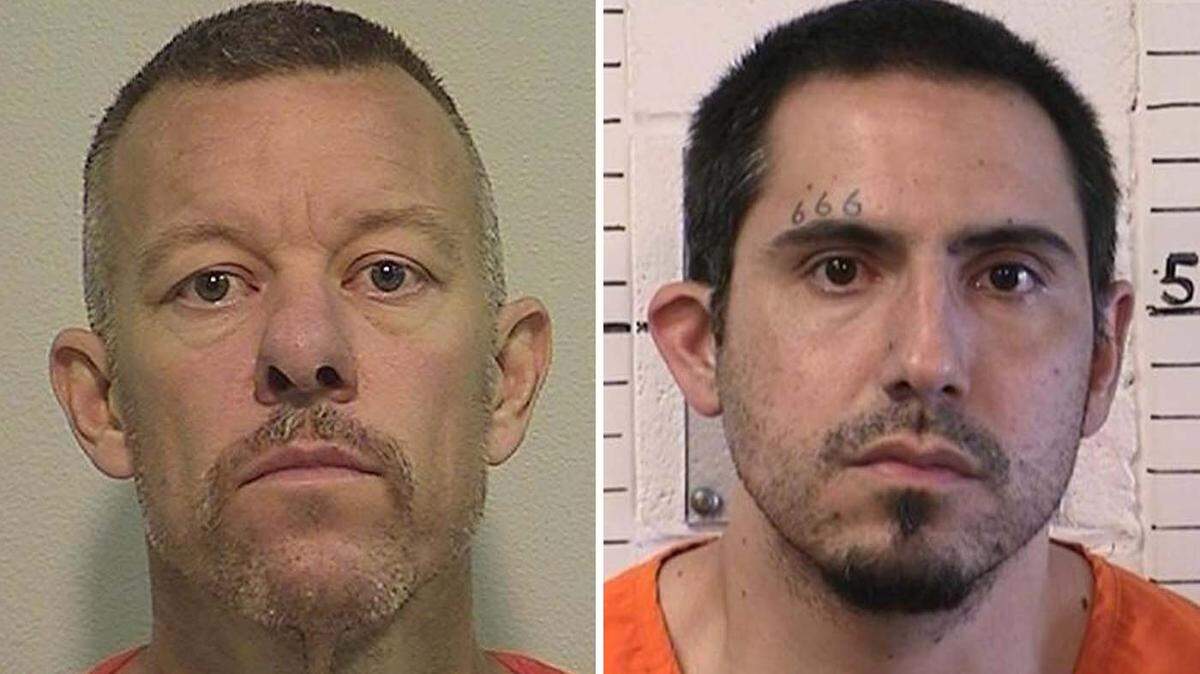 Paul Flores, the convicted killer of Kristin Smart, was allegedly stabbed in the yard at Pleasant Valley State Prison on Aug. 23, 2023, by Jason Budrow, right, a twice convicted murderer who also killed Roger Reece Kibbe, the man known as the “I-5 Strangler,” in prison in March 2021.