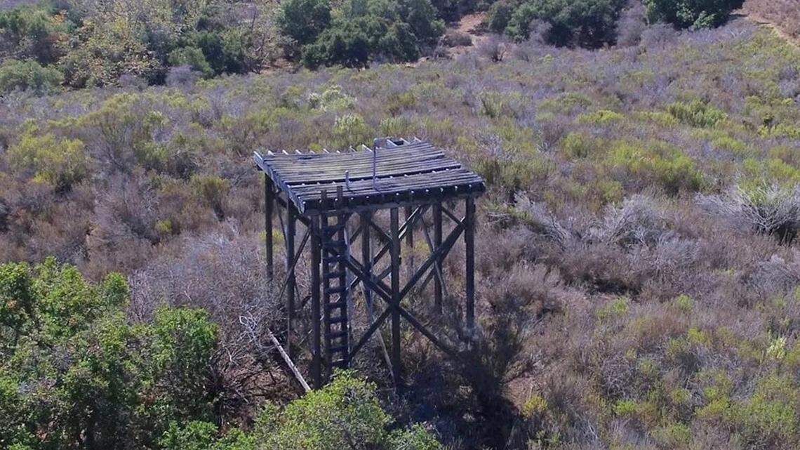 The water tower was the last remaining structure from the Nazi POW camp on the Gaviota Coast. Windy weather in December 2024 destroyed the structure.