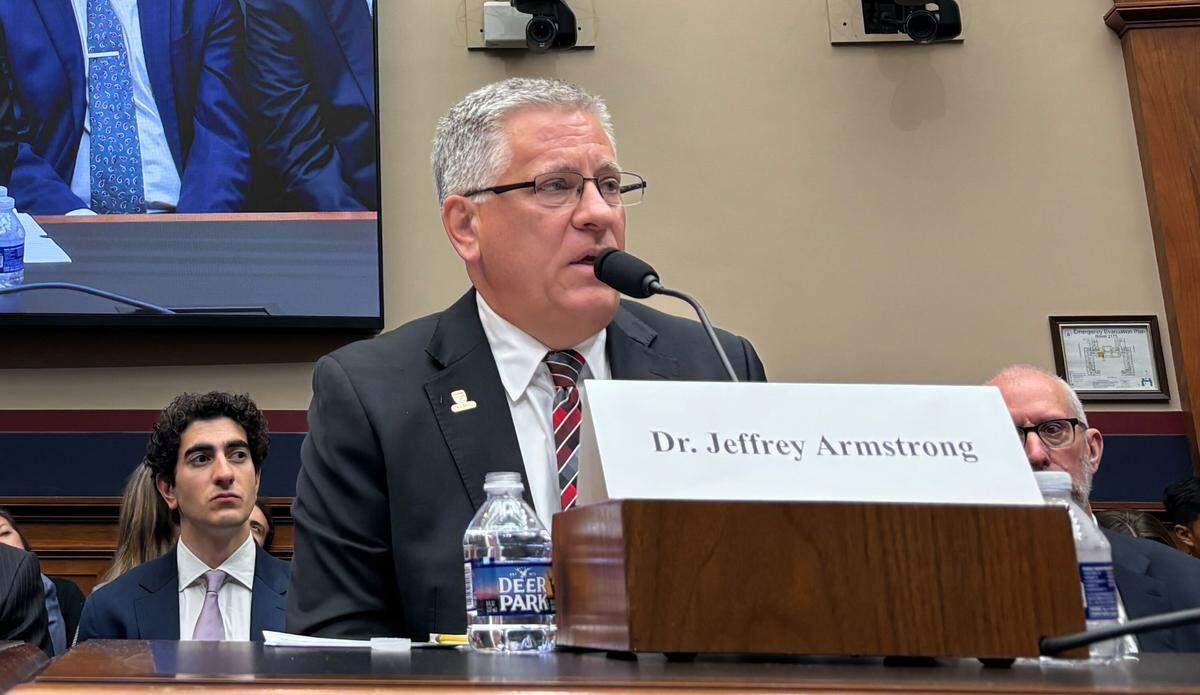 Cal Poly President Jeffrey Armstrong testifies before the House Committee on Education and Workforce on Wednesday, May 7, 2025, about antisemitism on the San Luis Obispo campus.