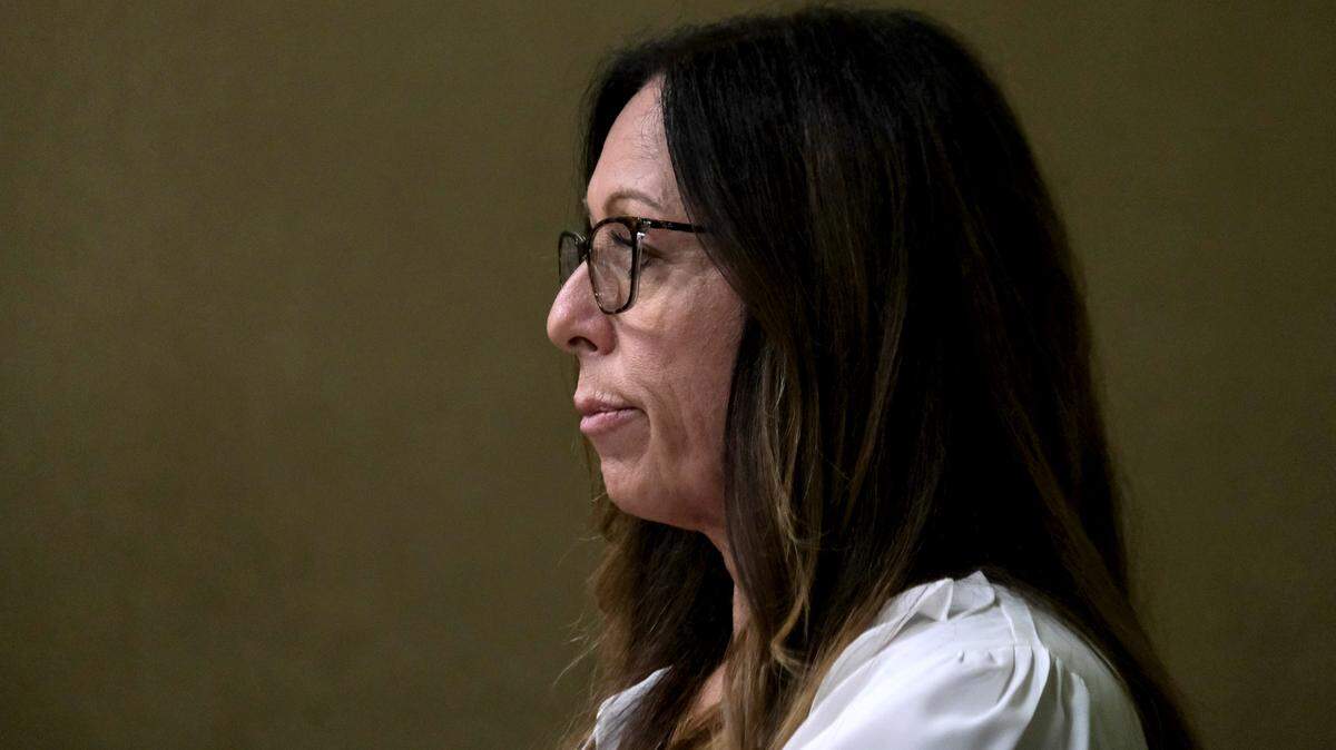Michelle Morrow attends a court hearing in San Luis Obispo Superior Court on Oct. 10, 2024. She was charged with a voter registration violation, voter fraud, perjury by declaration and false filing of candidacy — all felonies.