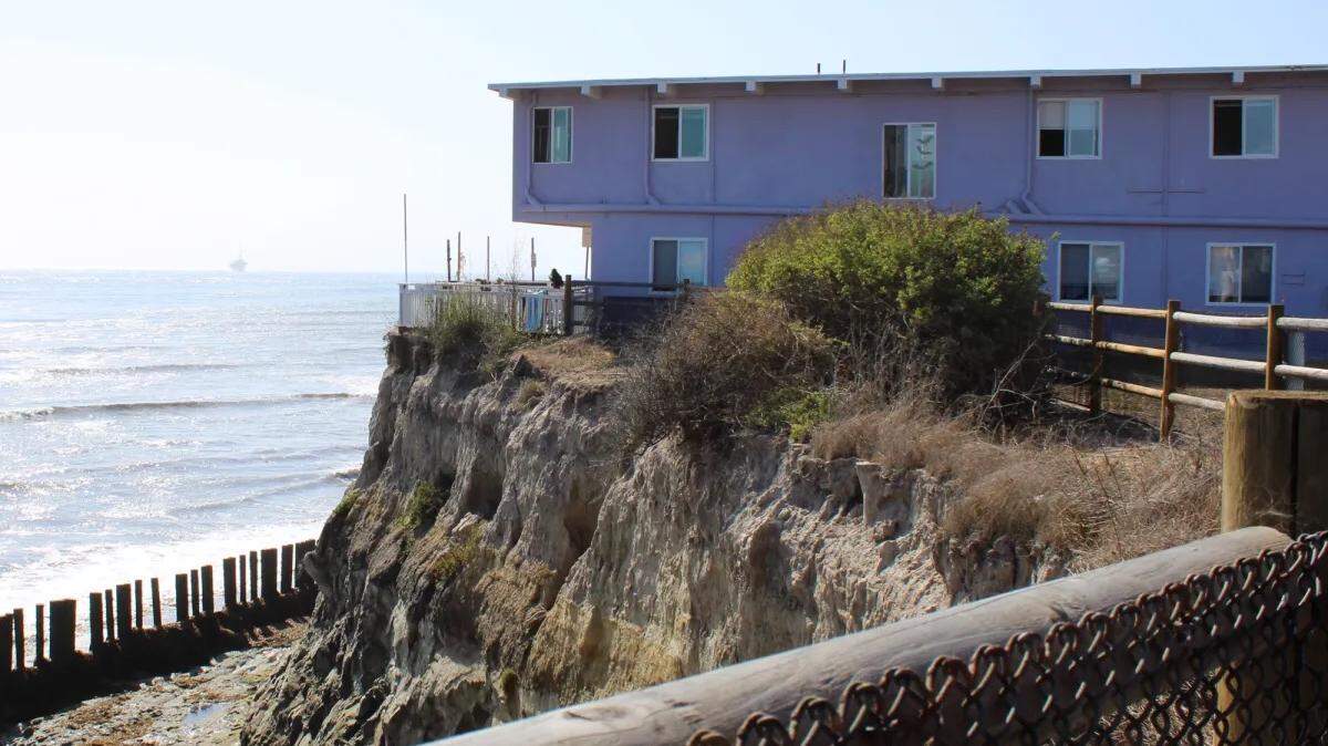 Cliffs just outside a residence in Isla Vista, as can be seen behind most homes or apartments along Del Playa Drive. 
