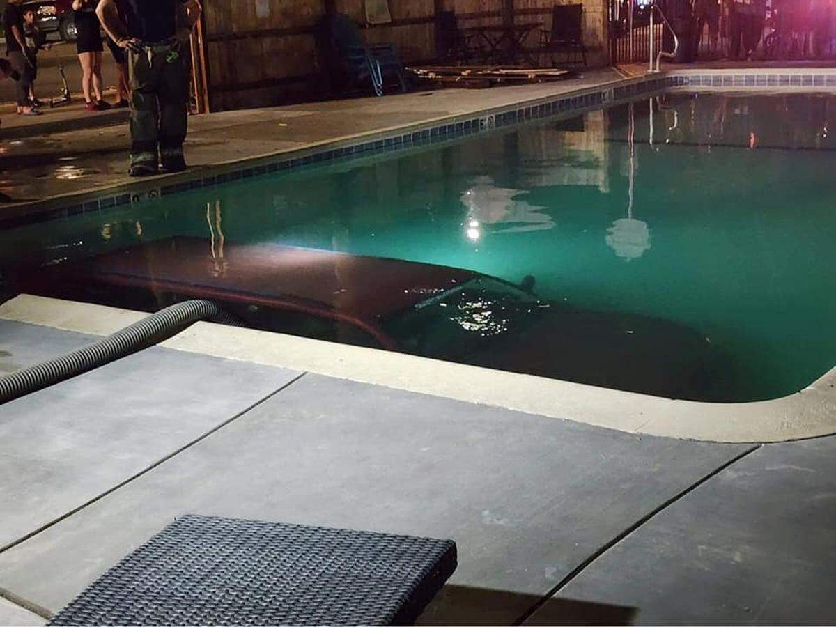 A driver crashed their car into a pool in Paso Robles on Sunday, Sept. 4, 2022. No one was inured.