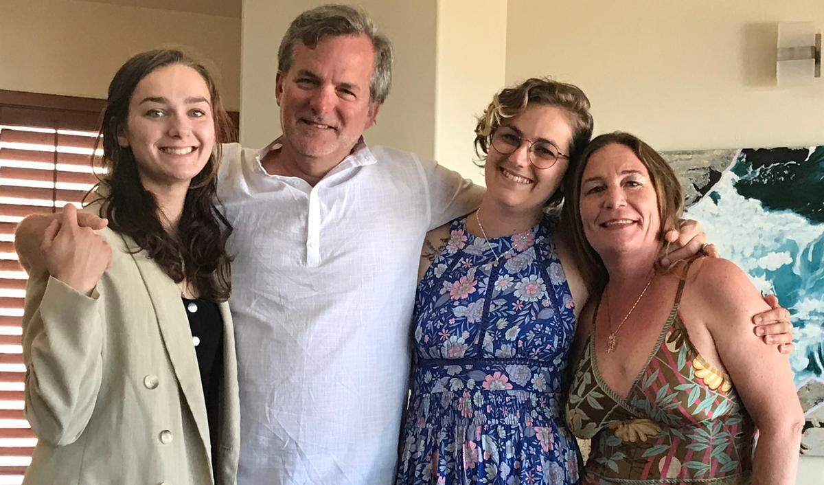 A precious part of weddings is reuniting far-flung family members. Tanner family members gather from near and far before the wedding on July 16, 2022. From left, Alyssa Tanner drove up from Los Angeles, groom Sean Tanner arrived from Phoenix, Caity Tanner flew in from Manchester, England, and Tina Tanner came up from Ventura. Alyssa and Caity are Sean’s daughters, Tina is his niece, and Sean is the son of columnist Kathe Tanner.