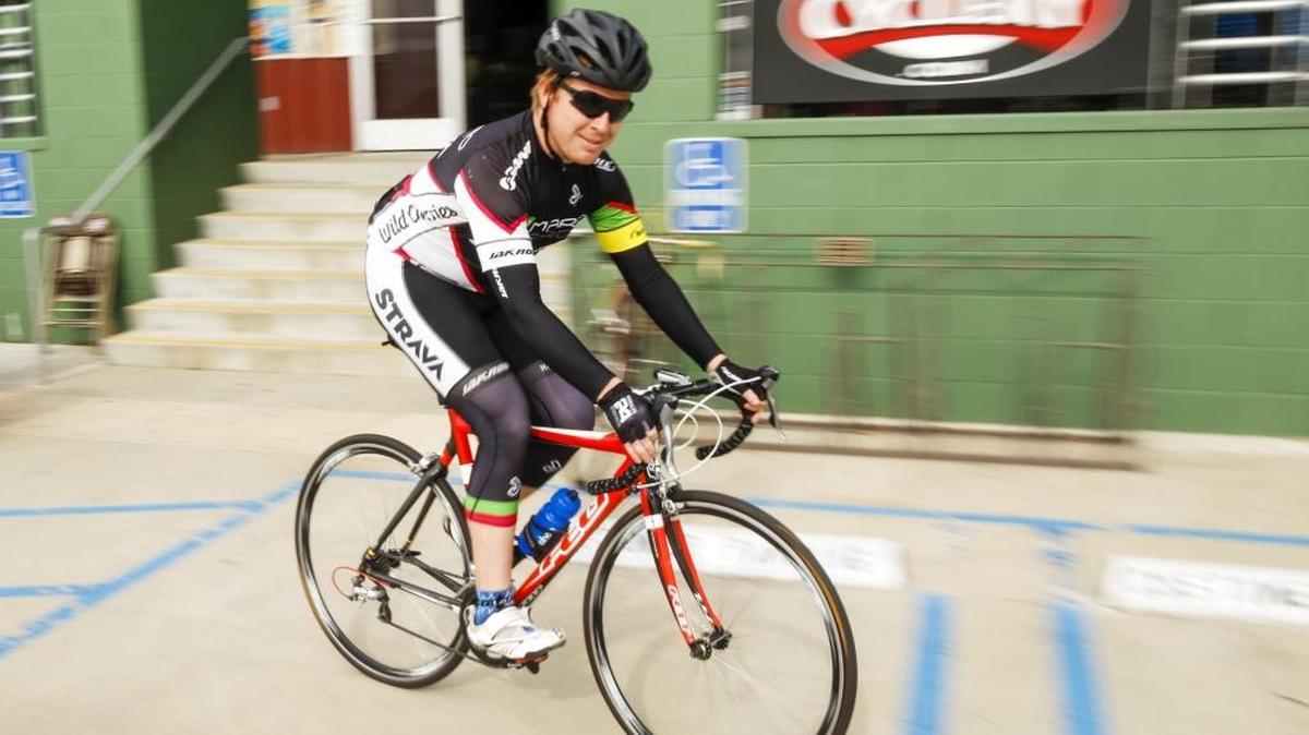 For San Luis Obispo County's Bike to Work Day, Derick Smith of Paso Robles biked from Atascadero to work in downtown San Luis Obispo with a quick stop for refueling in front of Art's Cyclery, one of several stations setup around the county for the event.