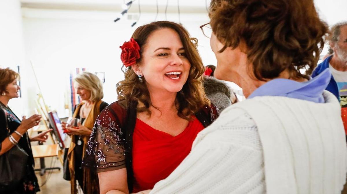 San Luis Obispo Mayor-elect Heidi Harmon talks with a supporter at her party on election night, Nov. 8. Harmon once trailed by 5 percentage points, but after all votes were counted, she defeated incumbent Jan Marx by just 47 votes, according to the county Clerk-Recorder’s Office.