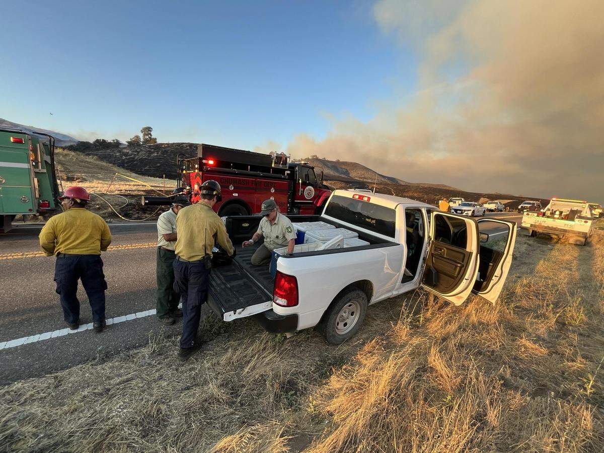 The Madre Fire in eastern San Luis Obispo County continued to grown overnight as firefighters battle challenging conditions at the large blaze on July 5, 2025.
