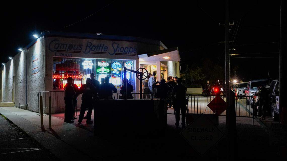 Law enforcement patrolled in the neighborhoods surrounding Cal Poly and stopped students from gathering in streets that were the site of heavy partying in previous years, pictured March 15, 2025.