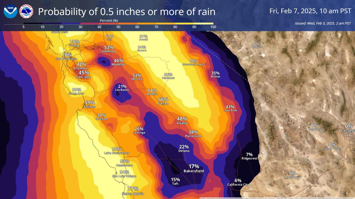 Another rainstorm could drop more than half an inch of rain on some parts of San Luis Obispo County on Feb. 6, 2026, the National Weather Service said.