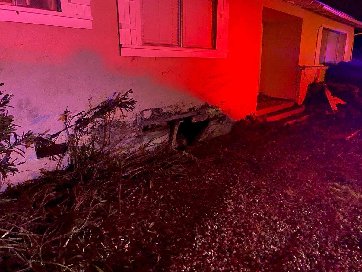 A driver crashed his car into a house on Foothill Boulevard in San Luis Obispo, leaving a hole in the structure on Thursday, April 4, 2024.