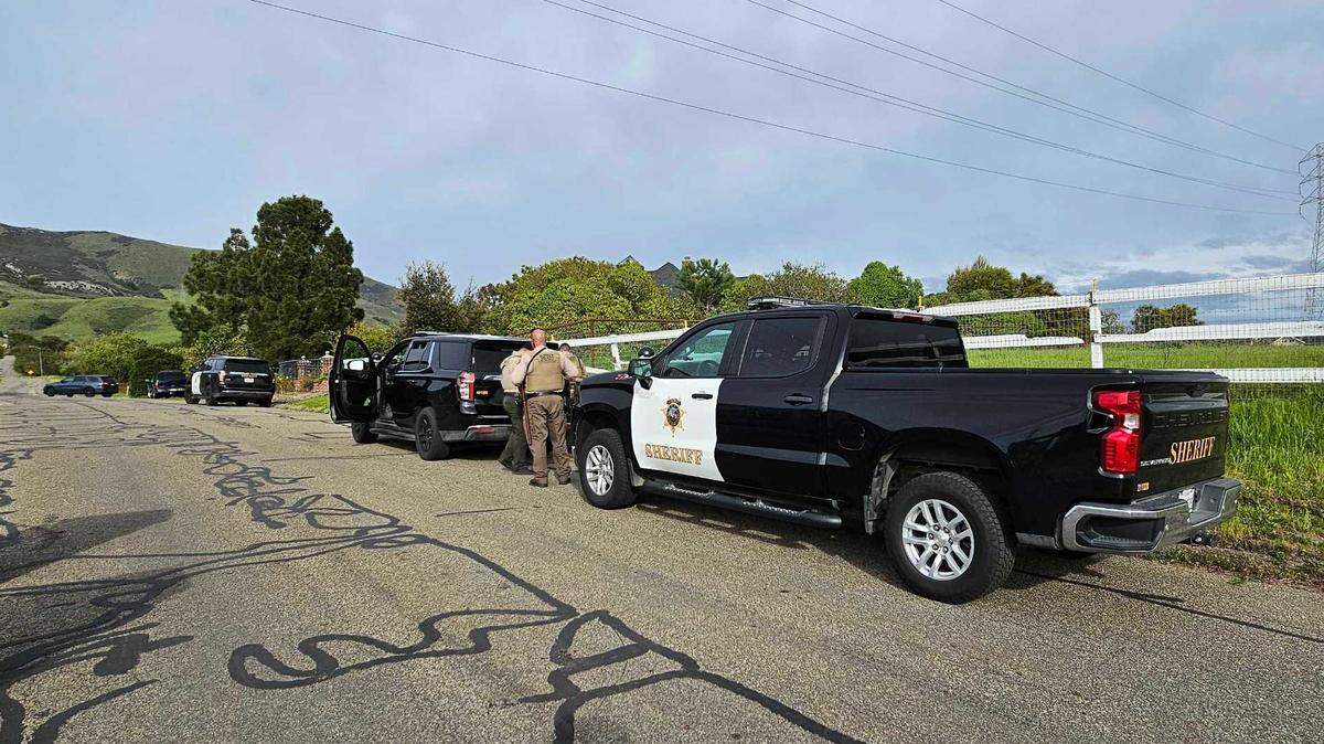 San Luis Obispo County Sheriff’s Office vehicles stop on Tiburon Street after a high-speed chase was called off in San Luis Obispo on March 28, 2024. A 31-year-old woman from Arroyo Grande was eventually located and arrested driving a stolen Chevrolet Equinox.