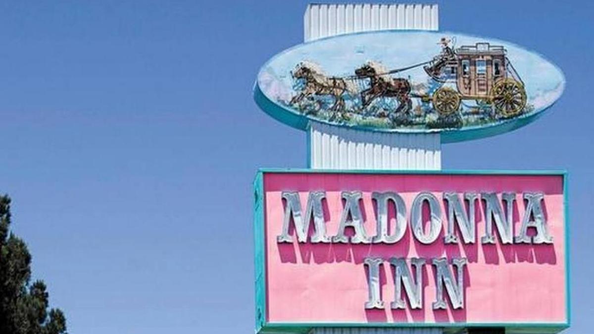 The Madonna Inn sign along Highway 101 in San Luis Obispo.