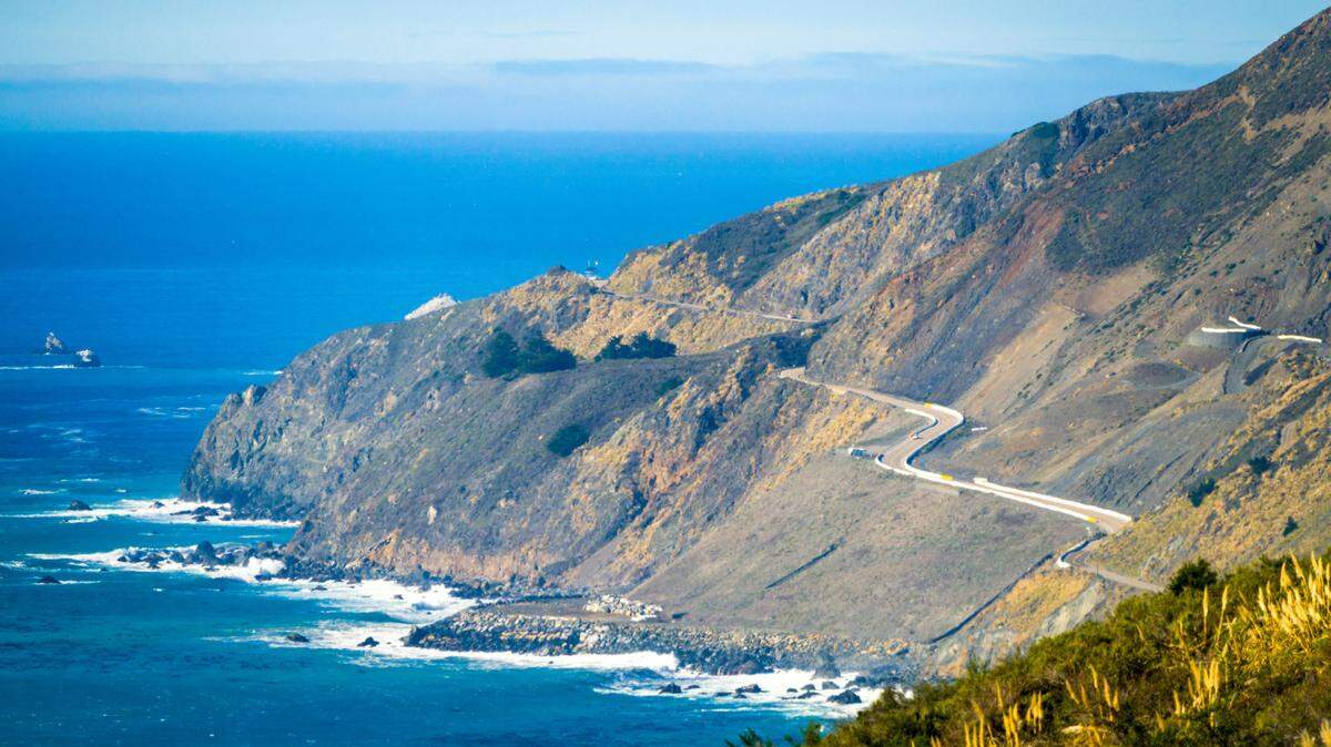 Highway 1 winds along the Big Sur coast north of Ragged Point.