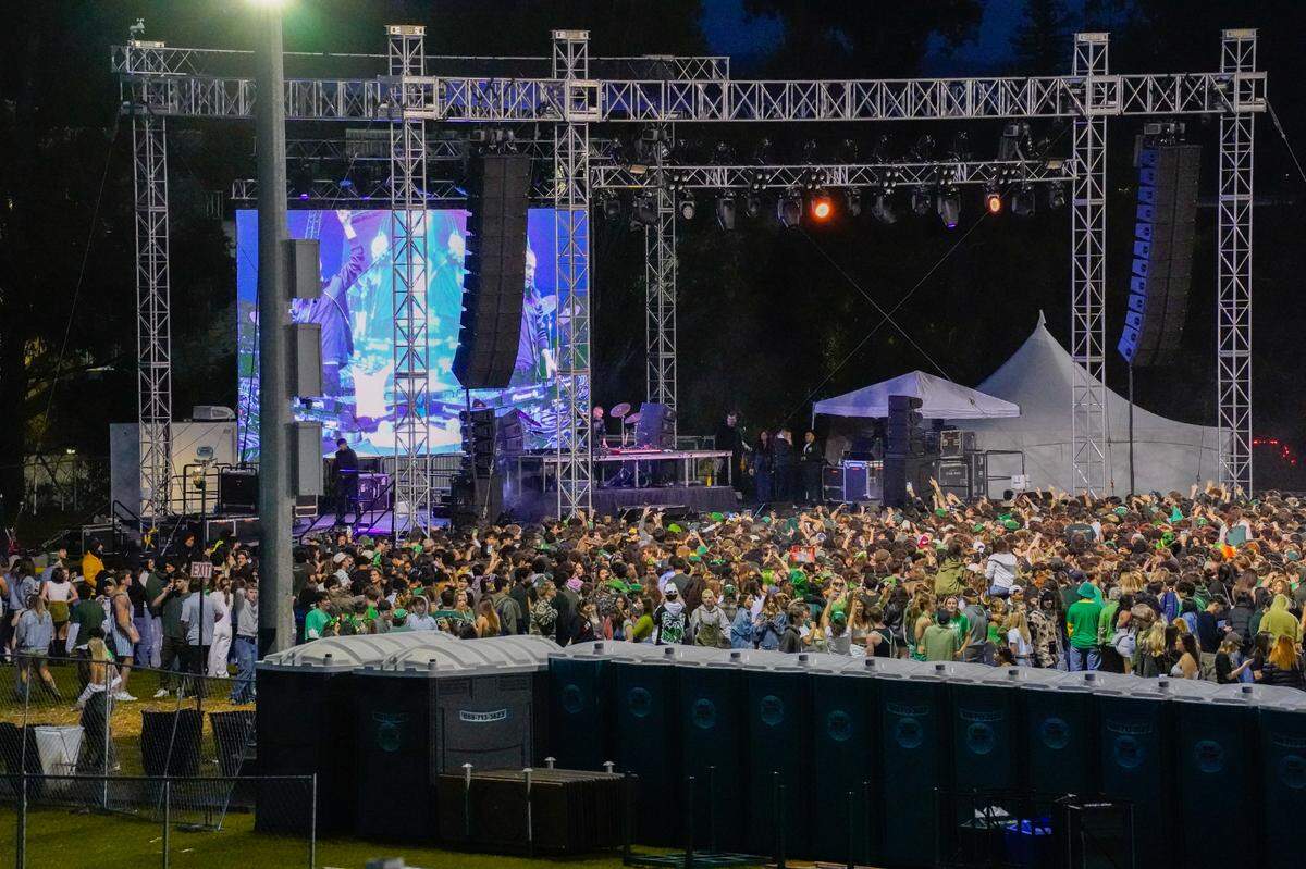 Cal Poly hosted an early morning music festival featuring EDM artists Zhu and Galantis on campus in hopes of drawing students out of the streets on St. Fratty’s Day, March 15, 2025.