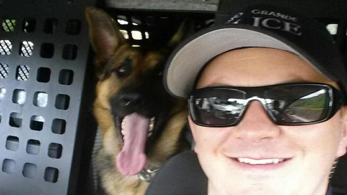 Arroyo Grande police Officer Jeff Corral and Tigger, nicknamed Tig, the newest K-9 officer being trained for the city police department.