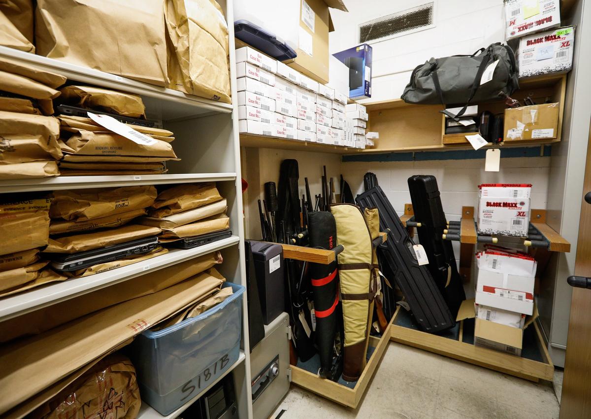 Evidence in storage at the SLO Police Department.