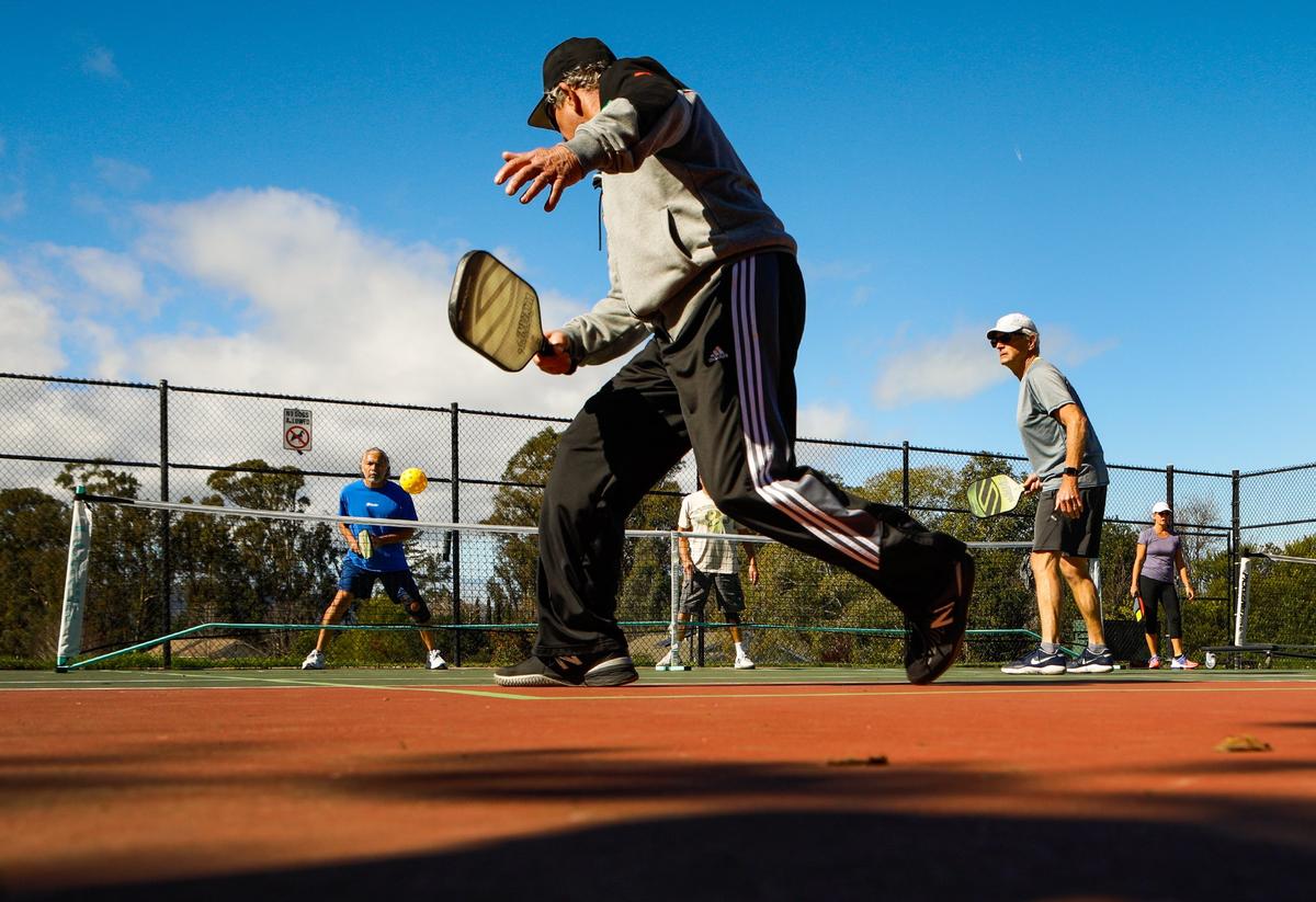 Pickleballers take to the courts at French Park in San Luis Obispo, where three new courts will be going in. They will be first permanent pickleball courts in the city where there is a high demand to play.