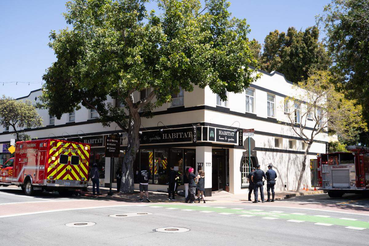 A structure fire at 781 Marsh St. in downtown San Luis Obispo briefly shut down the street on May 14, 2025.