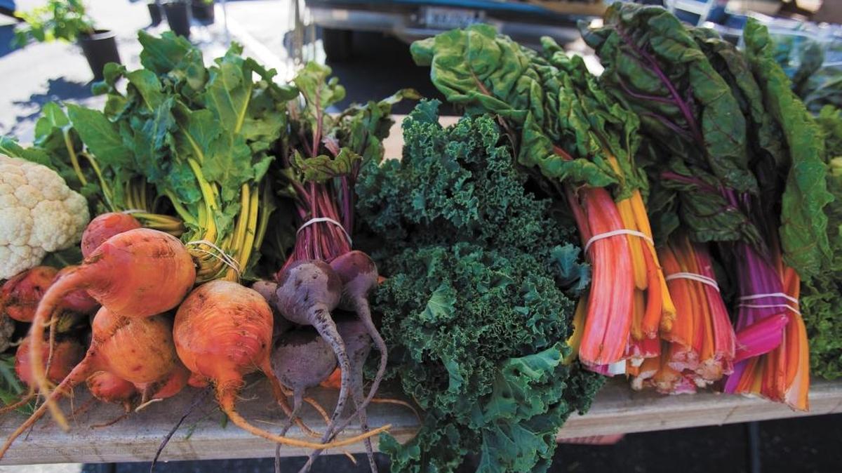 A colorful cornucopia of vegetables at the Perez Produce booth based in Los Osos.