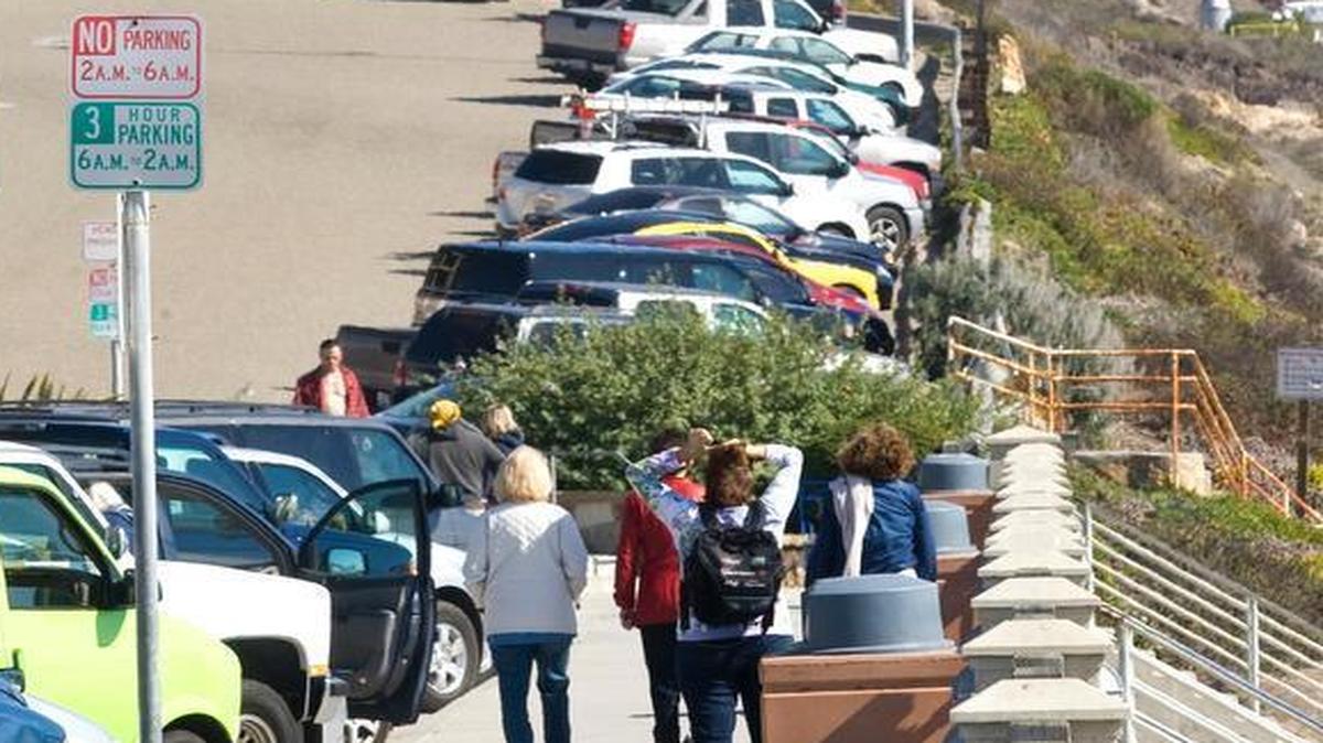 Even on a Monday afternoon in late February parking is hard to find in Avila Beach.