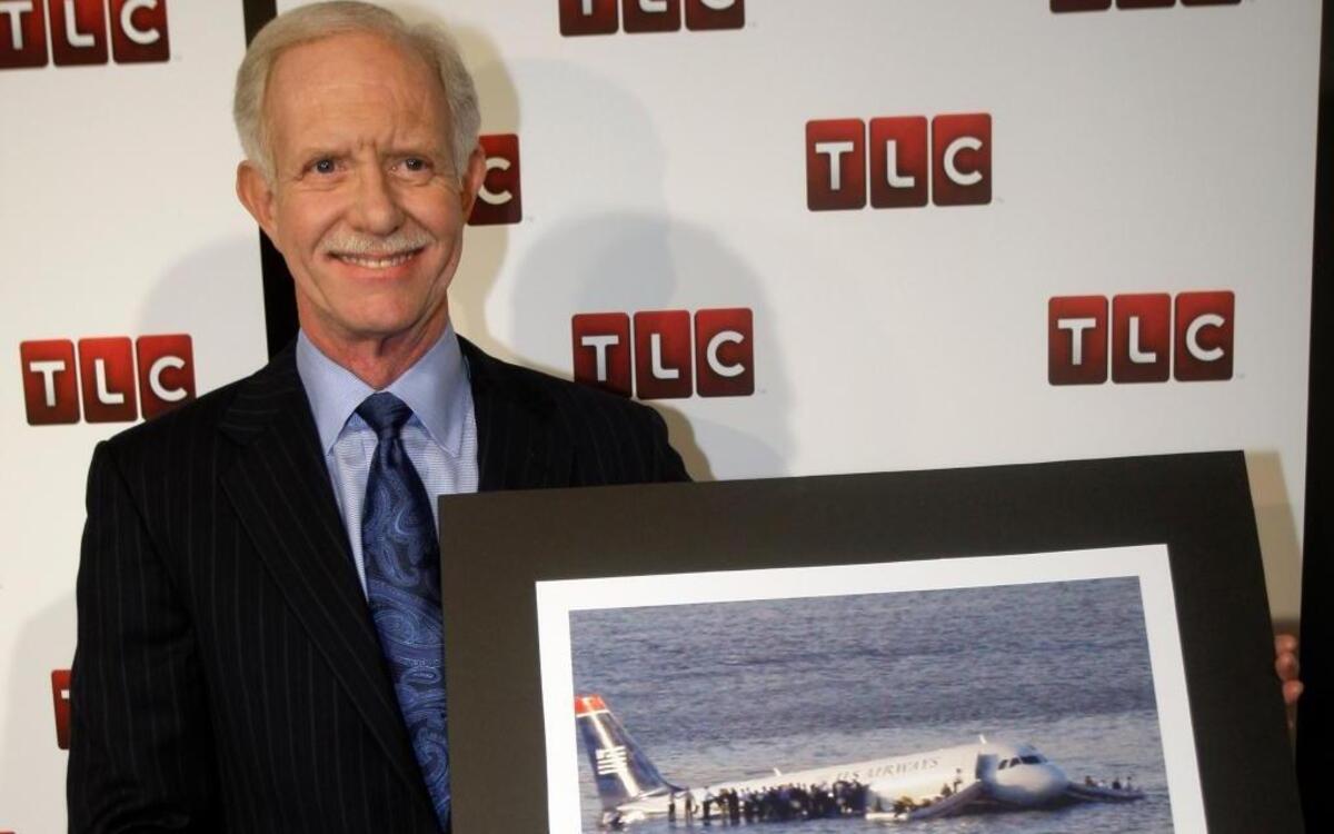 Chesley “Sully” Sullenberger arrives for the screening of a documentary titled “Brace for Impact,” on Tuesday, Jan. 5, 2010 in New York. He will be speaking at Cal Poly in November.