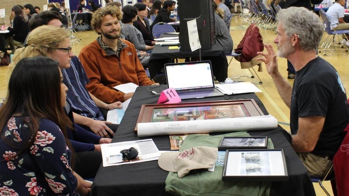 Students interview with Crizer Construction as part of SLO Partners’ “Just One” hiring program that connects students with local businesses.