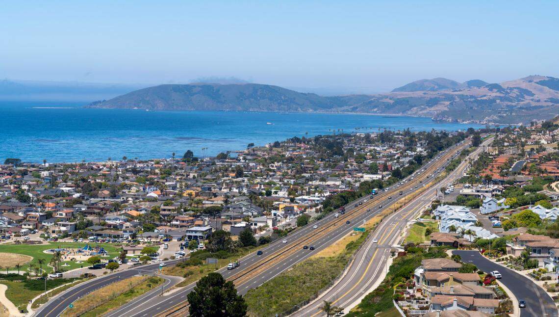 Traffic drives on Highway 101 through Shell Beach.