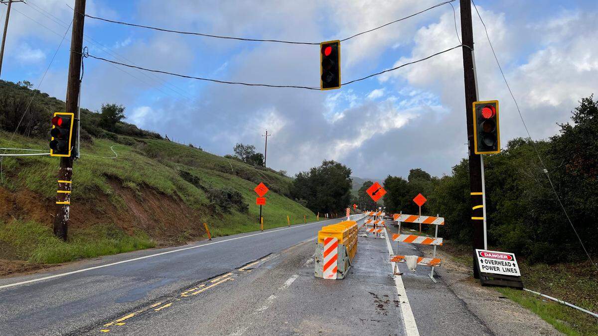 One lane has been closed on Highway 41 since September with a stoplight and alternating traffic while Caltrans works to repair the eroding embankment along a bend in Morro Creek.