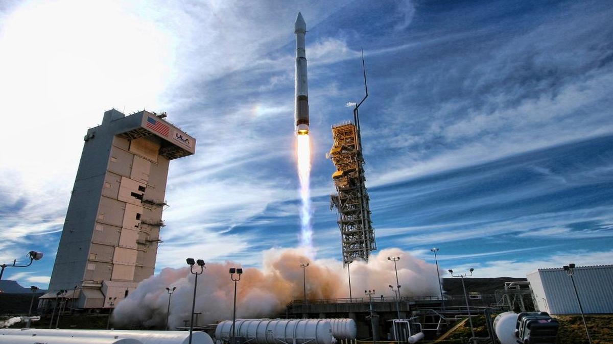 An Atlas 5 rocket carrying the WorldView-4 satellite is launched at Vandenberg Air Force Base on Friday. The satellite is designed to produce high-resolution images of Earth from space.