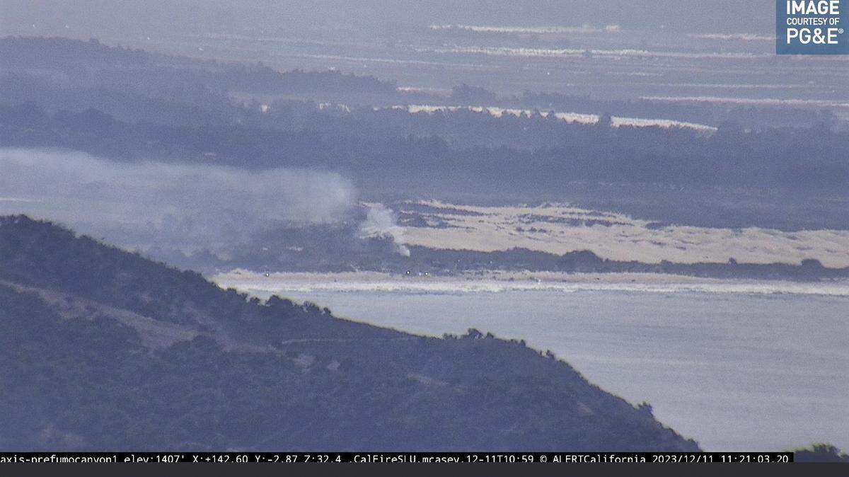 Smoke from the Aloha Fire is visible from the Prefumo Canyon 1 Cam.