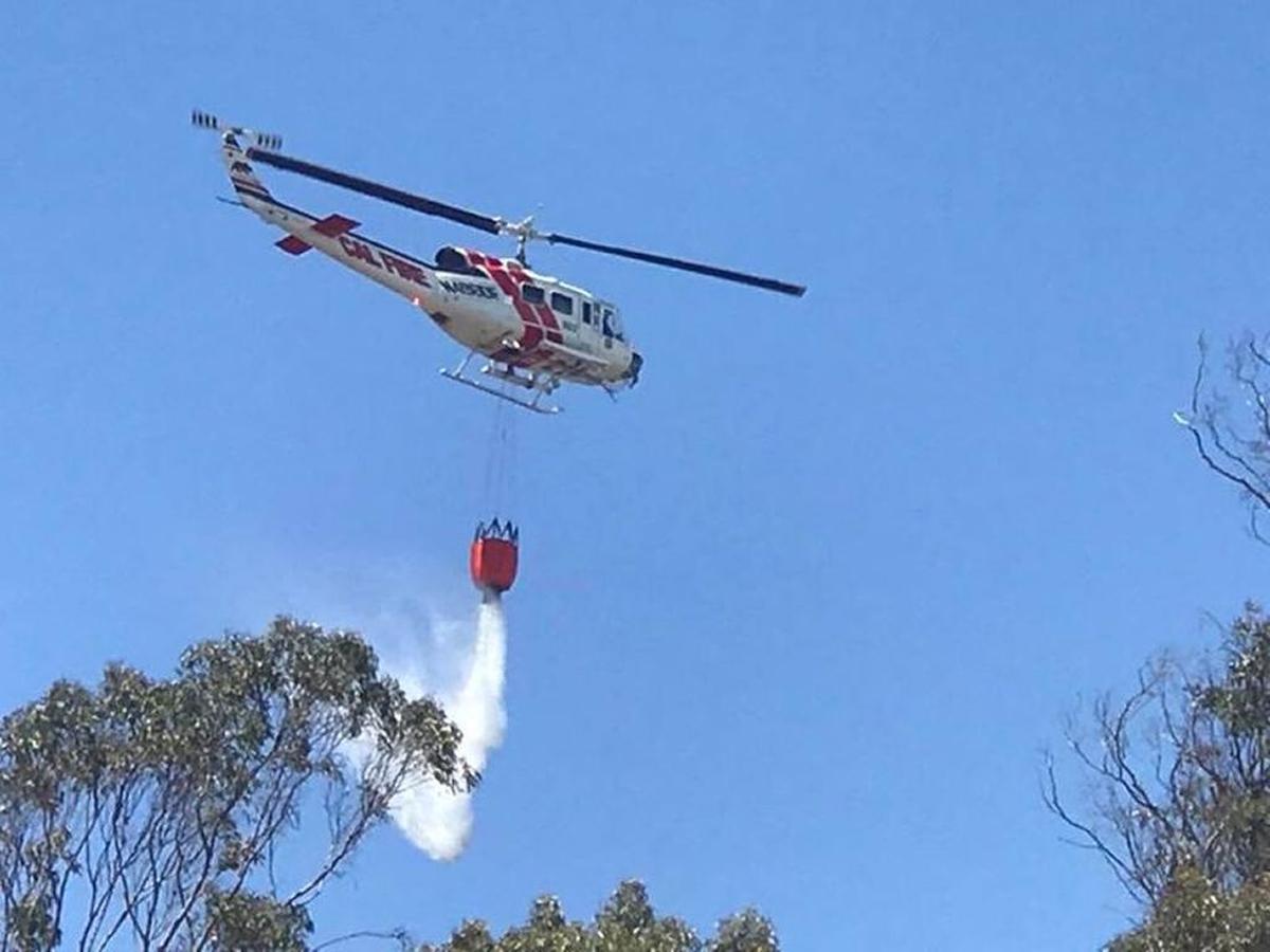 A helicopter did 11 fire drops from a 500-gallon bucket during the fire, Cambria Fire Chief William Hollingsworth said.